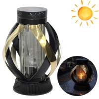 Znicz solarny wstęga metalizowana LG63 grób czarno złoty nowoczesny