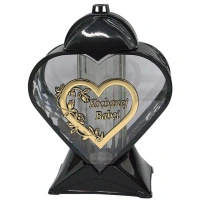 Znicz artystyczny LL87 serce czarny połysk złota aplikacja wysoki wkład