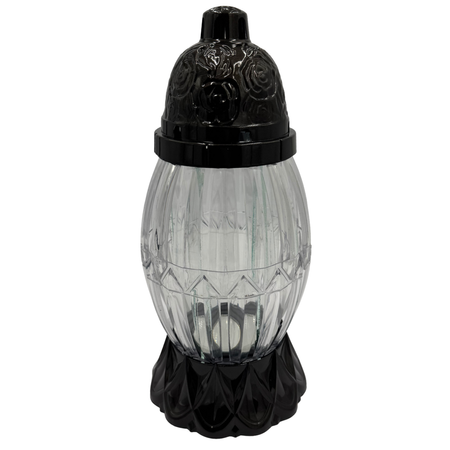 Znicz Lampion Glamour 7 Czarno-Jasny Róże Plastik Tradycyjny LG29