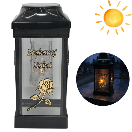 Znicz Cubo Zloty LG40 z dedykacją kochanej Babci solarny złoty solarny