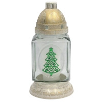 Znicz Kwadrat Prosty z Wkładem Biało-Złoty L34