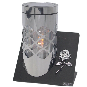 Znicz Solarny Fotowoltaiczny Czarno Srebrny Metalowy Róża LM20