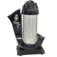 Znicz Wstęga Róża Czarno Srebrny LL86