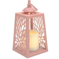 Cortina Latarenka Roraty Ażur Różowa z Świecą na Baterie Piękna Mała C78