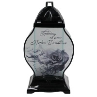 Znicz szklany dla dziadków wyjątkowy czarny LL87 Dzień Babci Dziadka