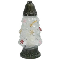 Lampion Choinka Biała Świąteczna na Grób Aplikacje Zdobiona  LS26