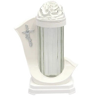 Znicz Wstęga Krzyż Biało Srebrny LL86