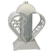 Znicz Serce Napis biało srebrne LG58