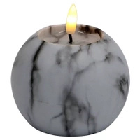 Cortina Świeca Kula LED Marmur Efekt Wosku 9,5x10 cm Szara Biała C67