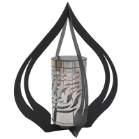 Znicz solarny duży rakieta LED Paris LM30 czarny srebrny płomień 41 cm