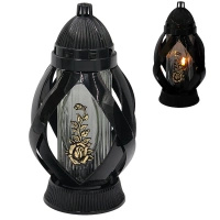 Nowoczesny Znicz na grób Ażur Wstęga Czarno Złoty Szklany na wkład LG60