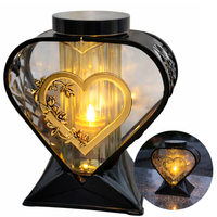 Znicz Solarny Czarno Złoty Serce LL91