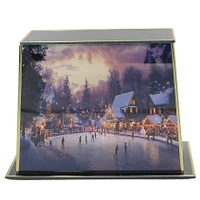 Lampion Panorama Szklany Świąteczny Zimowy Czas na Wkład  Led Nagrobny LL77