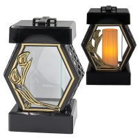 Znicz LG43 diament złoty rattan szkło LED wkład ozdobny elegancki