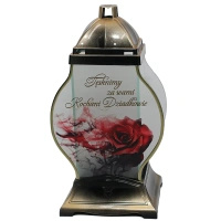 Znicz szklany dla dziadków złoty LL85 róża dzień babci dziadka duży