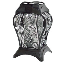 Znicz Artystyczny Wysoki Liście Srebro Szkło na wkład LL88