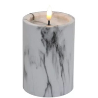 Cortina Świeca LED Marmur Efekt Wosku 9x12,5 cm Szara Biała C65