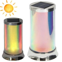 Znicz solarny WP63 lampion LED efekt kryształków opalizujący srebrny