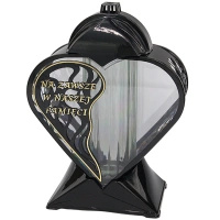 Duży Znicz Serce Sentencja Czarno Złoty Szklany na wkład na cmentarz LG58