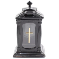 Znicz ceramiczny zegar czarny LC19 wyjątkowy ciężki na pomnik  krzyż złoty