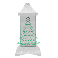 Znicz Kwadrat Choinka z Gwiazdką Biało-Zielony Efekt Marmur LS12