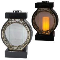 Znicz Duży Efektowny Lampion Czarno- Zloty Subtelnie Zdobiony LG49