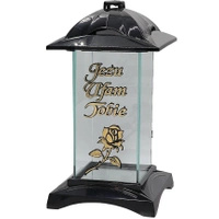 Znicz Napis Jezu Ufam Tobie Lampion Czarno Złoty LL71