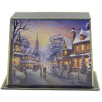 Lampion Świąteczny Znicz Miasto Bożonarodzeniowy Szklany Piękny LL77