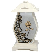 Znicz artystyczny nowoczesny lampion diament lg61 biało złoty elegancki