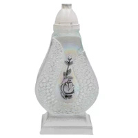 Znicz Rosa Róża Duży Szklany Biało-Srebrny Duży 37,5 cm Wkład LJ16 