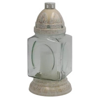 Znicz Kwadrat Prosty z Wkładem Biało-Złoty L34