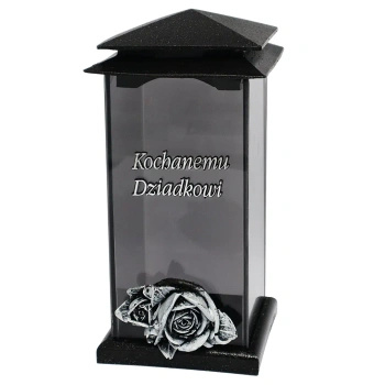 Znicz żywiczny ciężki szklany dla dziadka LK17 kochanemu dziadkowi srebro