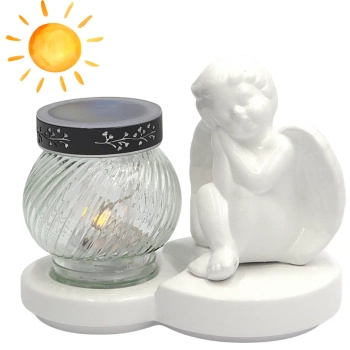 Znicz Ceramiczny solarny Anioł Mały Biały Piękny Wyjątkowy  figurka LC20