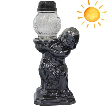 Znicz anioł ceramiczny solarny lc17 czarny led automatyczny na cmentarz