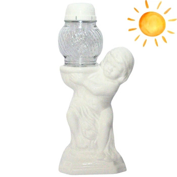 Lampion znicz ceramiczny lc17 biały anioł solarny led na cmentarz elegancki