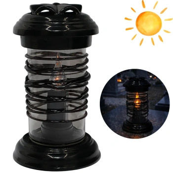 Znicz ceramiczny rura owijka czarny LC11 na pomnik z wkładem solarnym