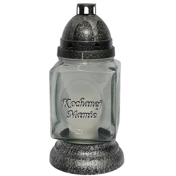 Znicz dla Mamy srebrny tradycyjny z wkładem na pomnik szklany L34