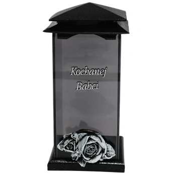 Znicz żywiczny ciężki szklany dla babci LK17 kochanej babci srebro kamienny