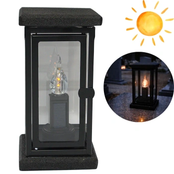 Znicz kamienny LK25 czarny z wkładem solarnym