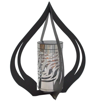 Znicz solarny duży rakieta LED Paris LM30 czarny srebrny płomień 41 cm