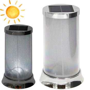 Znicz solarny LED WP63 z efektem kryształków srebrny lampion