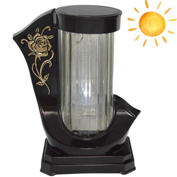 Duży Znicz Solarny Artystyczny Wstęga Duża Czarno złoty róża LG59