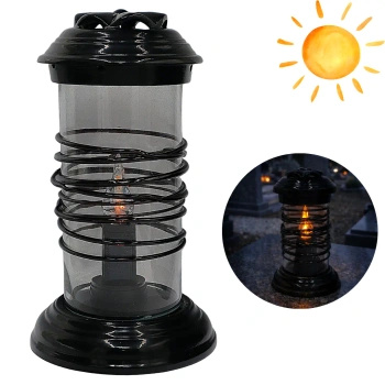 Znicz ceramiczny duży rura LC22 wysoki czarny z wkładem solarnym