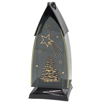 Znicz Świąteczny Nowoczesny Choinka na Cmentarz Duża Elegancka Złota LS25