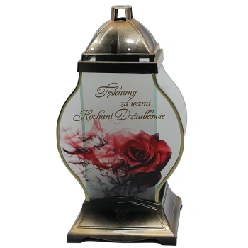 Znicz szklany dla dziadków złoty LL85 róża dzień babci dziadka duży