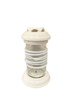 Znicz Ceramiczny Rura Decor Biały Połysk Szkło Ozdobne Pasy LC11