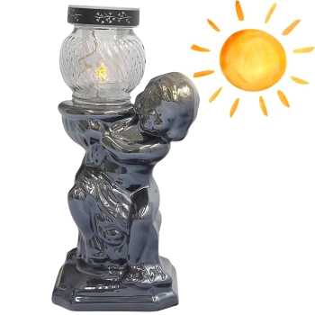 Znicz Solarny Ceramiczny Duży Anioł Figurka na pomnik Znicz Czarny LC17