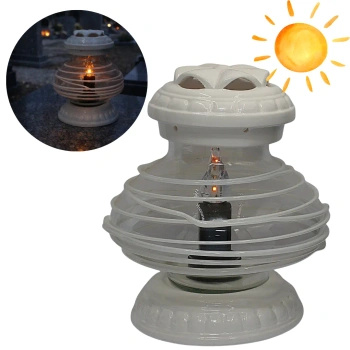 Znicz Ceramiczny UFO Biały z wkładem solarnym LC12