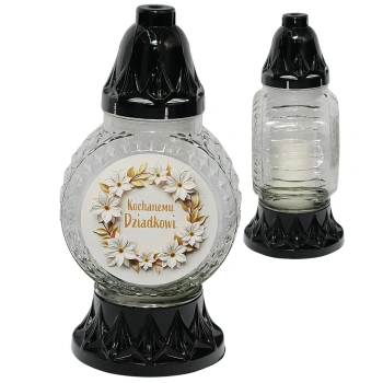 Znicz dla Dziadka szklany na pomnik z wkładem ZF18 Dzień Dziadka
