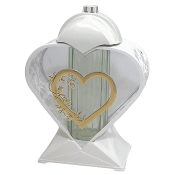 Znicz artystyczny LL87 serce biały połysk złota aplikacja wysoki wkład